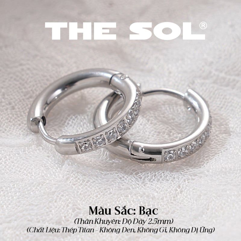  Khuyên Tai Titan Unisex Hoops Tròn Đính Đá 