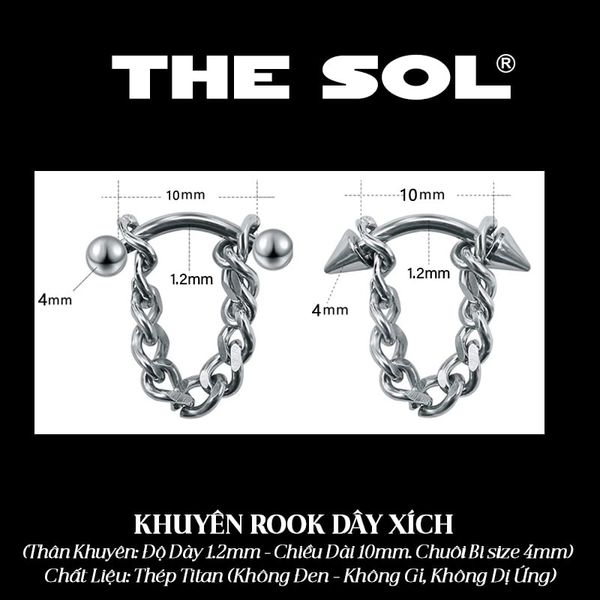  Khuyên Tai Titan Unisex ROOK Dây Xích 