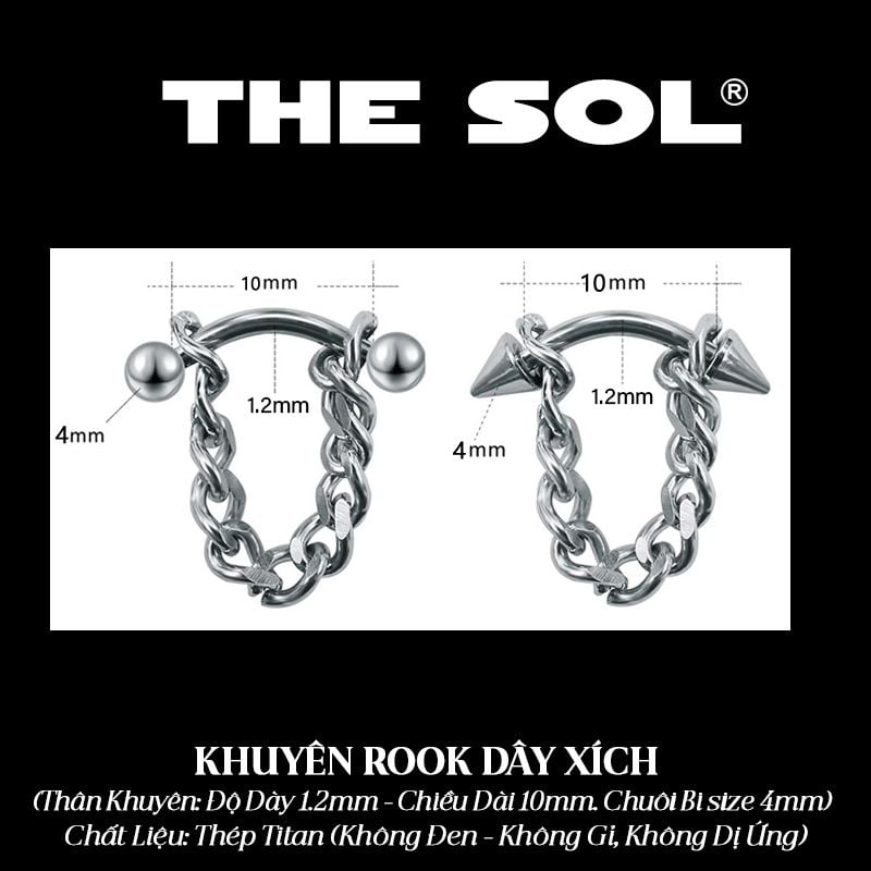  Khuyên Tai Titan Unisex ROOK Dây Xích 