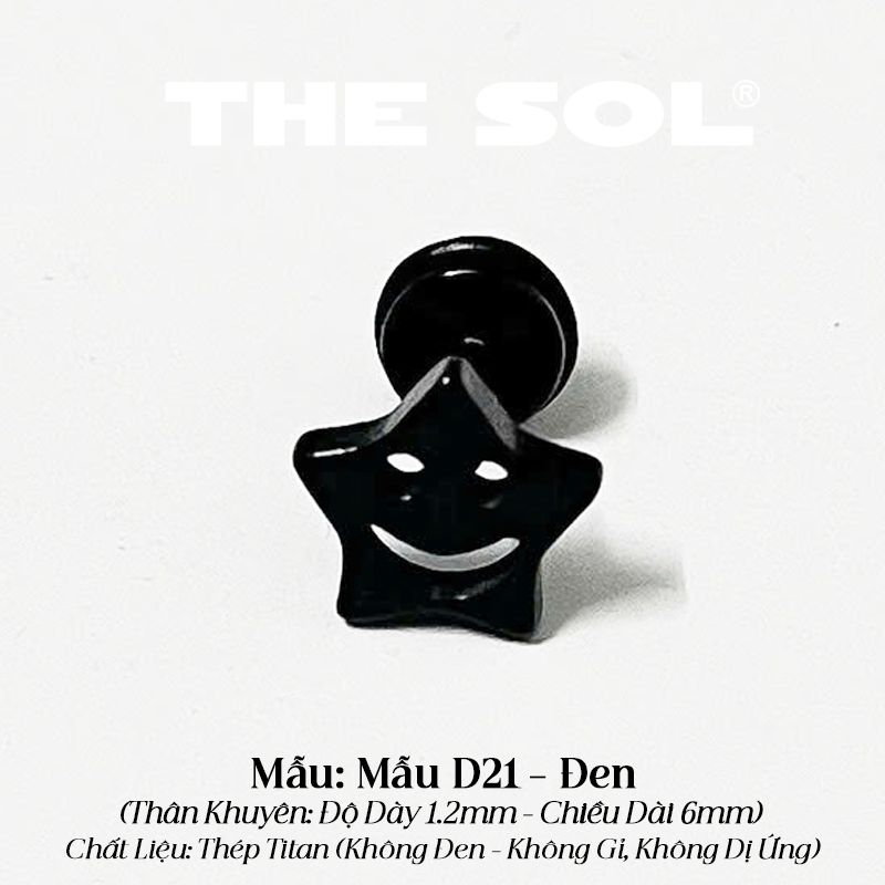  Khuyên Tai Titan Unisex Star Smile- Mẫu D21 