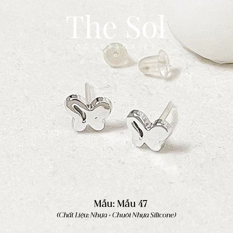  [SHOPEE] Bông Tai Nhựa Nhiều Mẫu Chuôi Su - Màu Bạc 