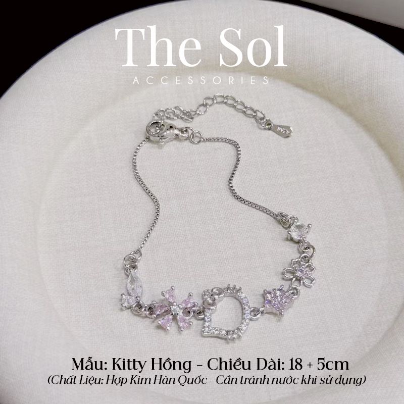  Lắc Tay Hàn Quốc Kitty Hồng Đính Đá Cao Cấp 