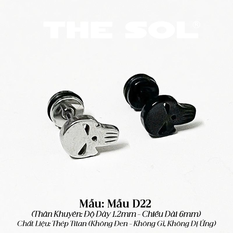  Khuyên Tai Titan Unisex The Skull - Mẫu D22 