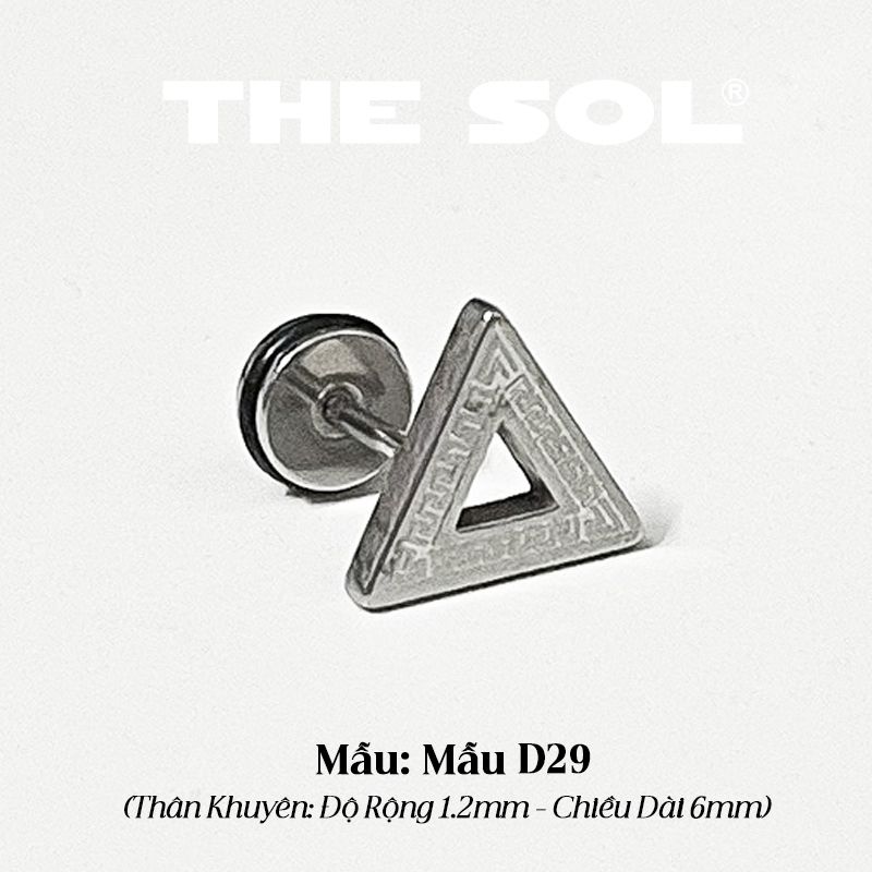  Khuyên Tai Titan Unisex Roman Triangle - Mẫu D29 