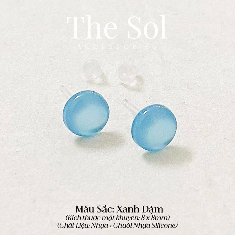  Bông Tai Nhựa Đính Tròn Sắc Màu 