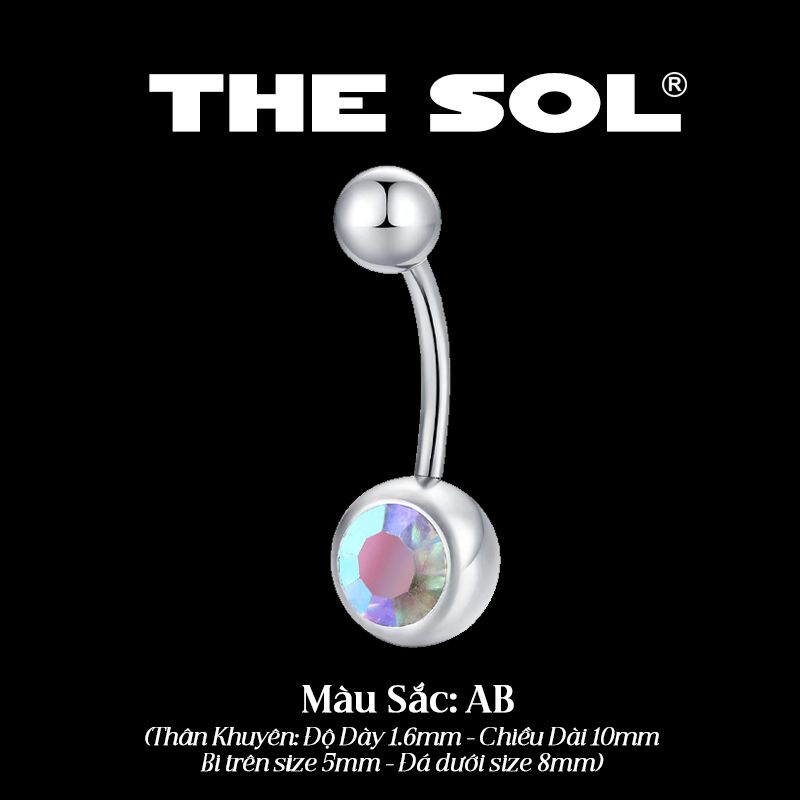  Khuyên Rốn Titan Unisex Bi Tròn Đính Đá 