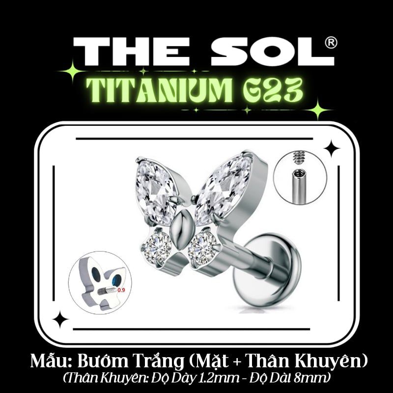  Khuyên Tai TITANIUM G23 Colorful Butterfly 