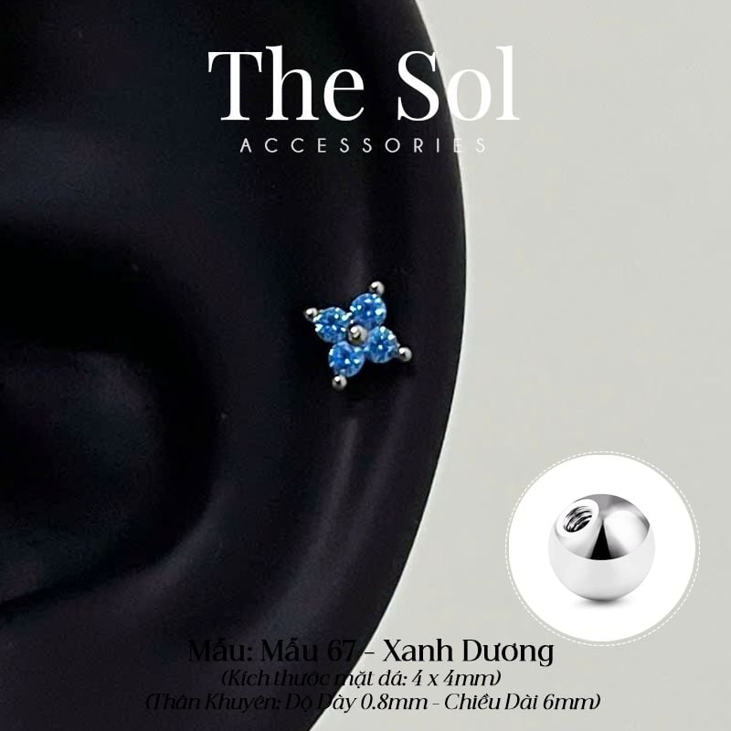  Khuyên Tai Thép Xi Mạ Mini Flower - Mẫu 67 
