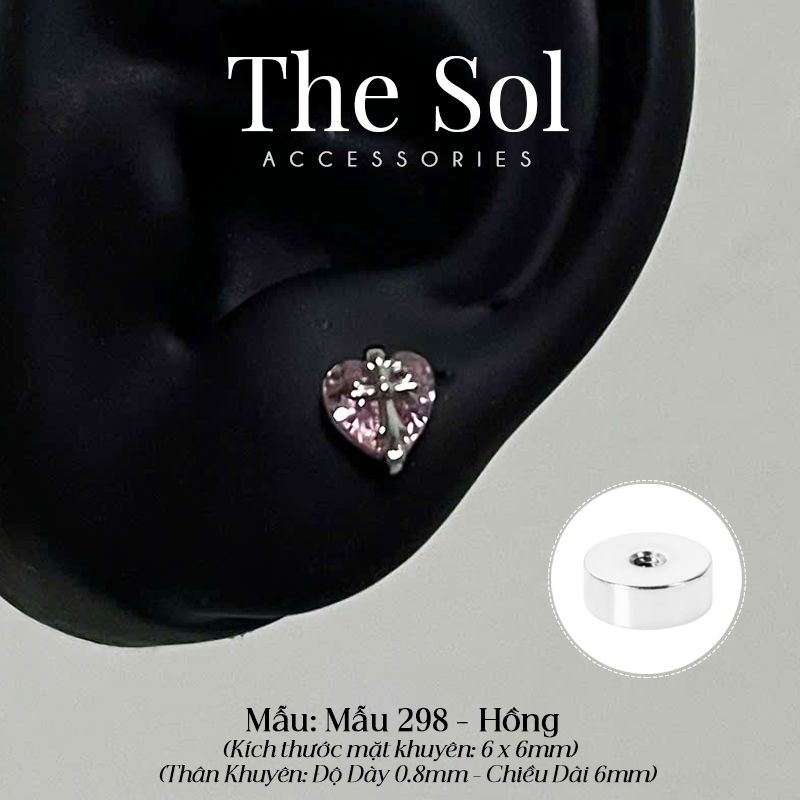 Khuyên Tai Thép Xi Mạ Cross In Heart - Mẫu 298 