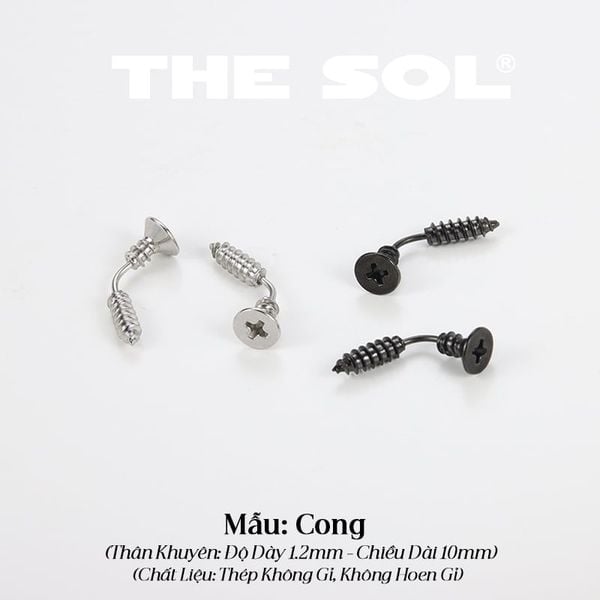  Khuyên Tai Titan Unisex The Curved Screw 