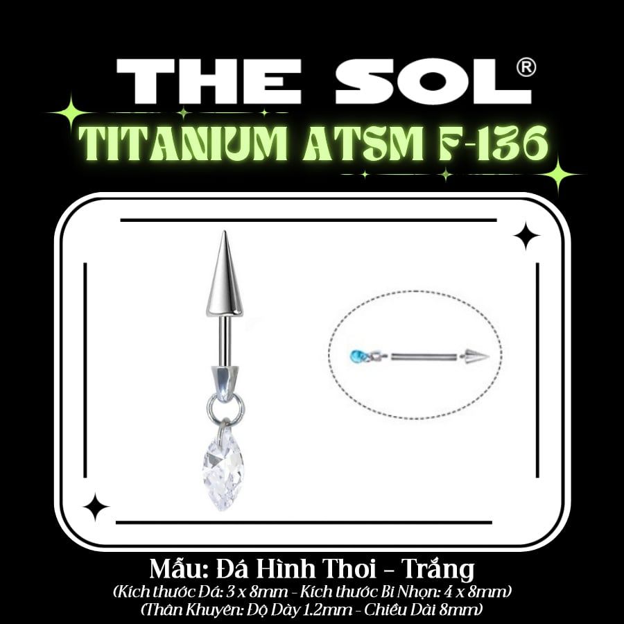 Khuyên Tai TITANIUM ATSM F-136 VERTICAL HELIX 