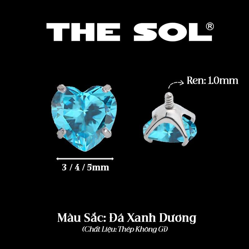  Mặt Đá Riêng Lẻ Dành Cho Khuyên Ren 1.0mm - Đá Trái Tim 