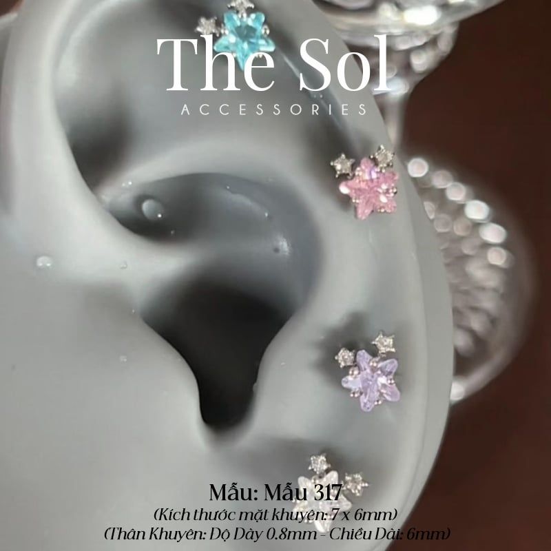  Khuyên Tai Thép Xi Mạ Bling Colour Star - Mẫu 317 