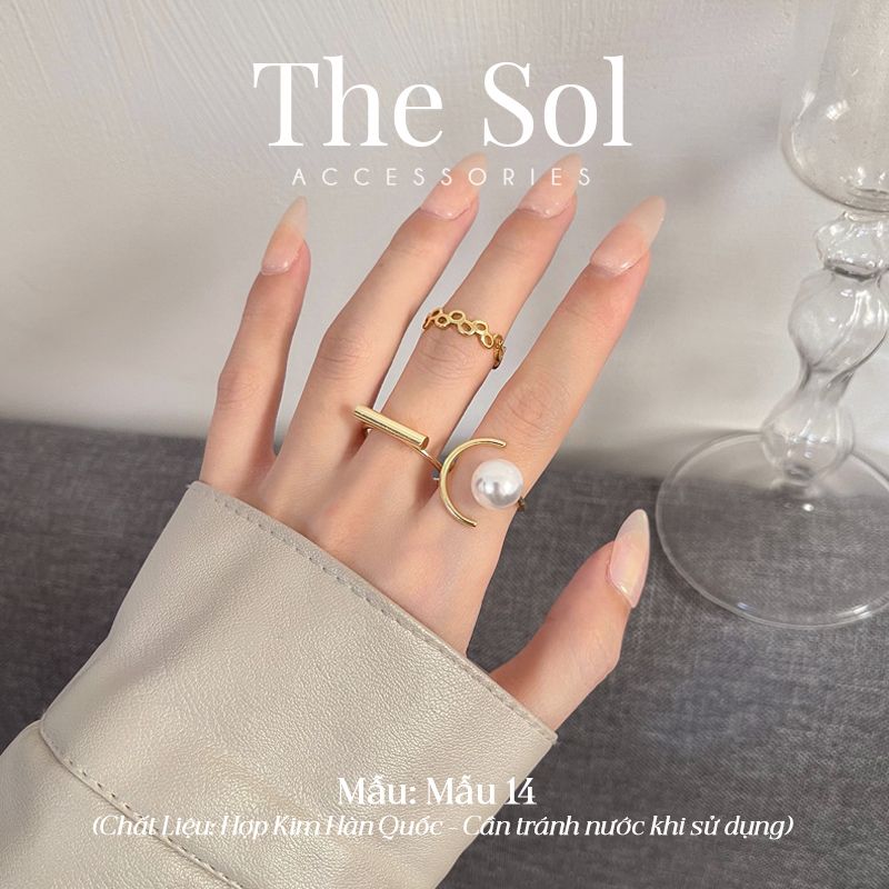  Set Nhẫn Hàn Quốc Pearl Golden - Mẫu 14 