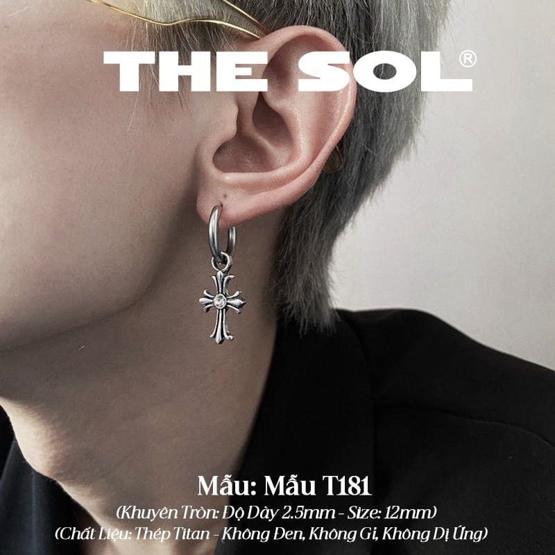  Khuyên Tai Titan Unisex Chrome Heart - Mẫu T181 