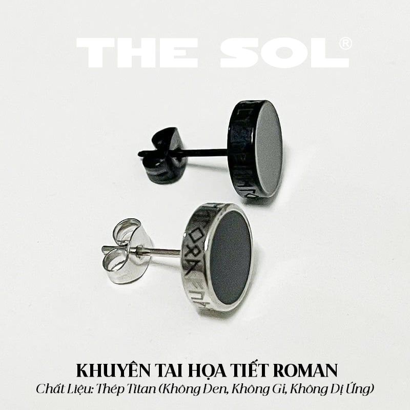  Khuyên Tai Titan Unisex Roman Pattern 