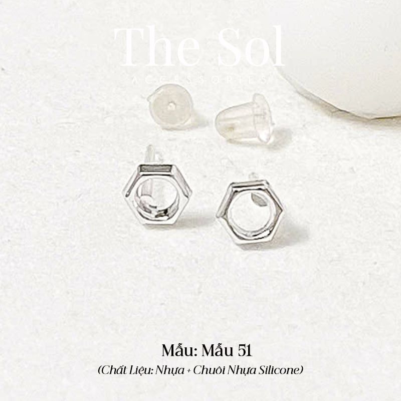  [SHOPEE] Bông Tai Nhựa Nhiều Mẫu Chuôi Su - Màu Bạc 