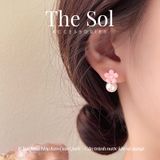  Bông Tai Hàn Quốc Pink Flower 