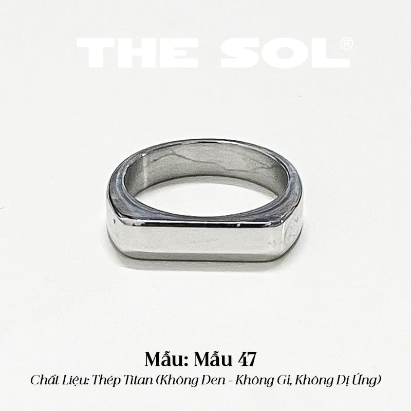  Nhẫn Titan Unisex Basic Rectangle - Mẫu 47 