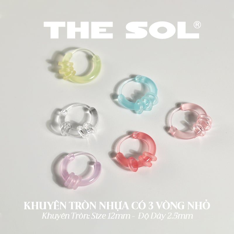  Khuyên Tai Nhựa Khuyên Tròn 3 Vòng Nhỏ 