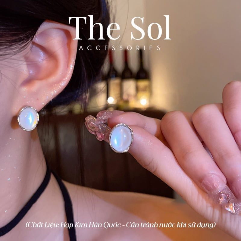  Bông Tai Hàn Quốc White Opal 