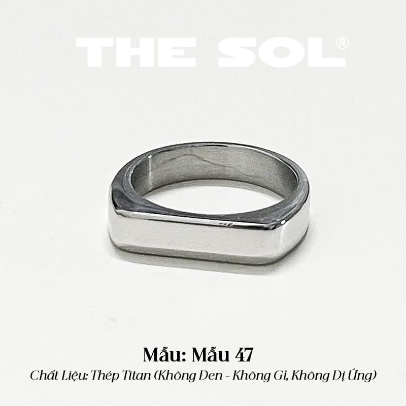  Nhẫn Titan Unisex Basic Rectangle - Mẫu 47 