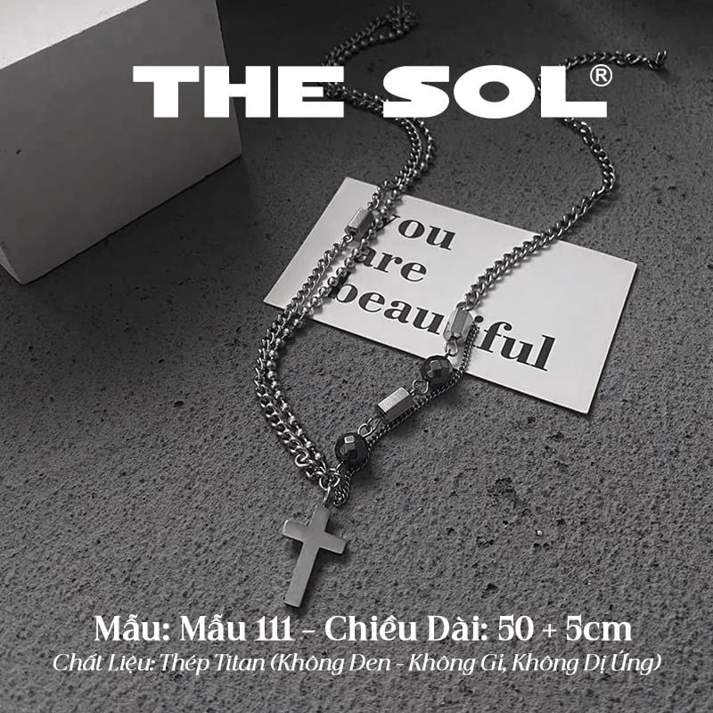 Dây Chuyền Titan Unisex Black Gems - Mẫu 111 
