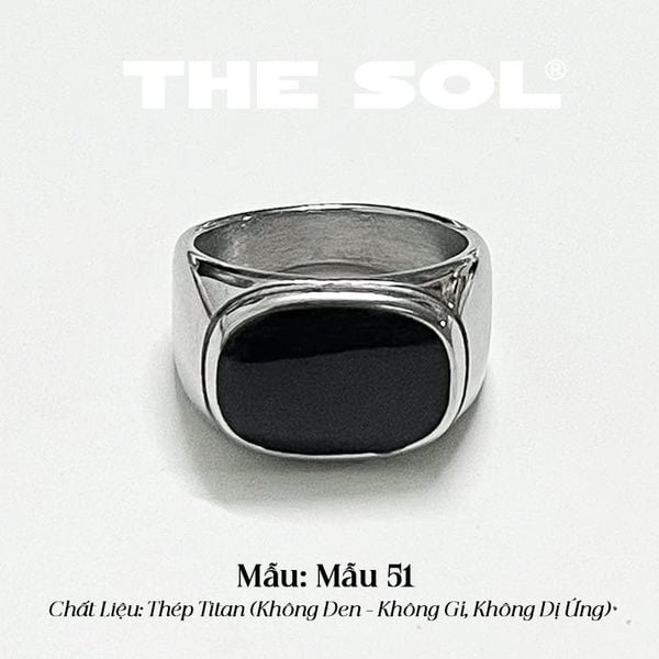  Nhẫn Titan Unisex Black Oval - Mẫu 51 