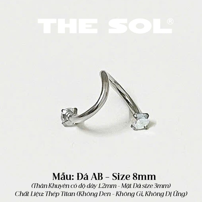  Khuyên Tai Titan Chữ S Xoắn 2 Đầu Ngọc 