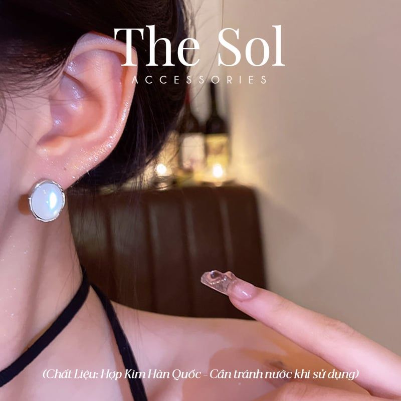  Bông Tai Hàn Quốc White Opal 