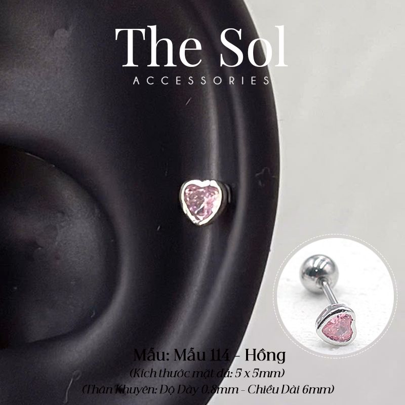 Khuyên Tai Thép Xi Mạ Dia Mini Heart - Mẫu 114 