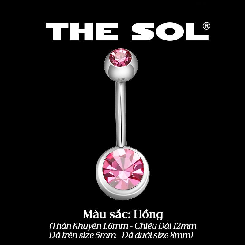  Khuyên Rốn Titan Unisex Đính Đá 2 Đầu 