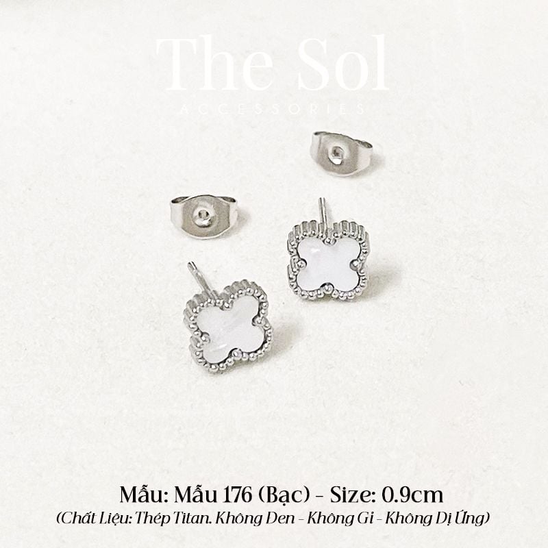  Bông Tai Titan White Lou 0.9cm - Mẫu 176 