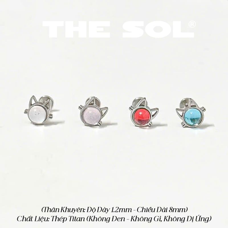  Khuyên Tai Titan Unisex Colorful Gems Cat 