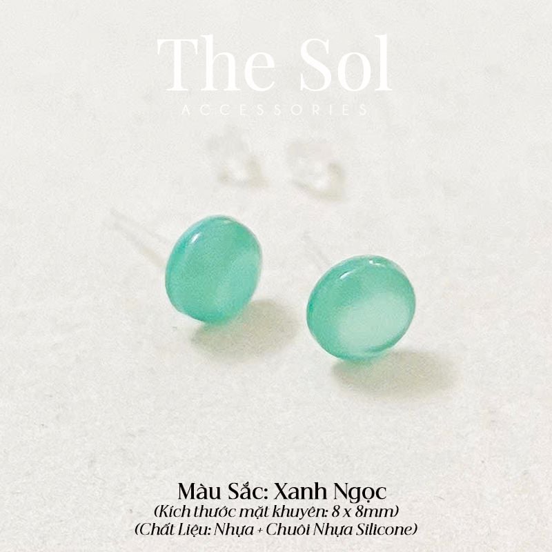  Bông Tai Nhựa Đính Tròn Sắc Màu 