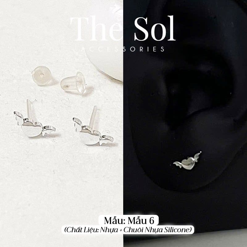  [SHOPEE] Bông Tai Nhựa Nhiều Mẫu Chuôi Su - Màu Bạc 