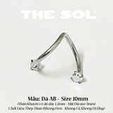  Khuyên Tai Titan Chữ S Xoắn 2 Đầu Ngọc 