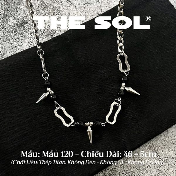  Dây Chuyền Titan Unisex Black Gemstone - Mẫu 120 