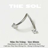  Khuyên Tai Titan Chữ S Xoắn 2 Đầu Ngọc 