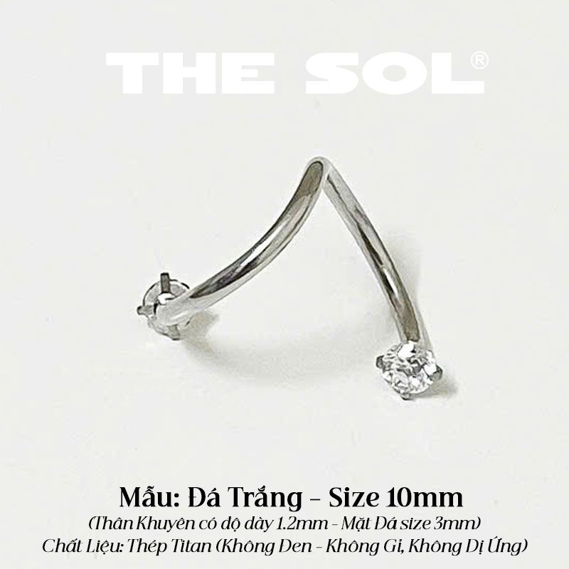  Khuyên Tai Titan Chữ S Xoắn 2 Đầu Ngọc 