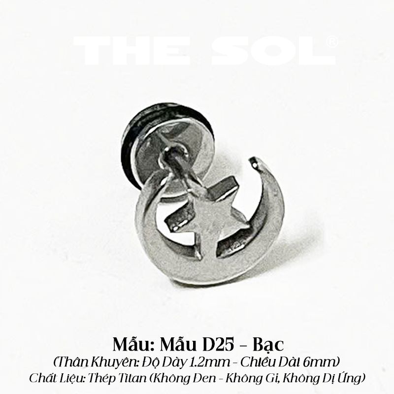  Khuyên Tai Titan Unisex Moon Star - Mẫu D25 