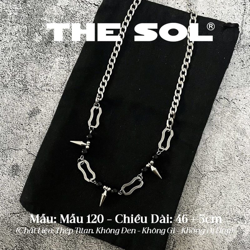  Dây Chuyền Titan Unisex Black Gemstone - Mẫu 120 