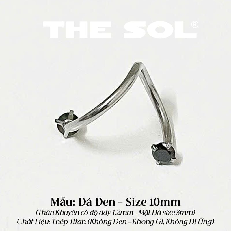  Khuyên Tai Titan Chữ S Xoắn 2 Đầu Ngọc 