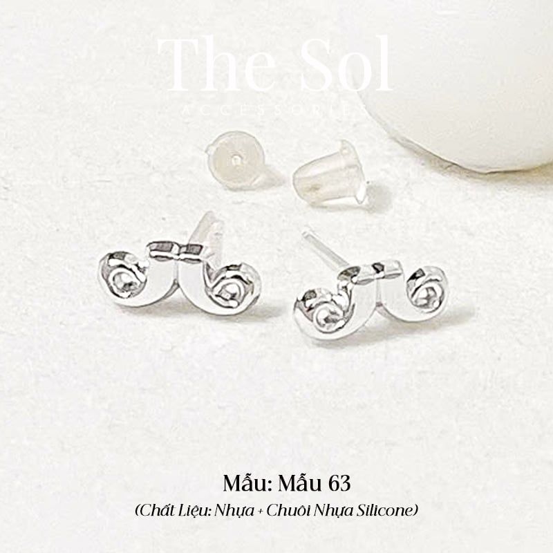  [SHOPEE] Bông Tai Nhựa Nhiều Mẫu Chuôi Su - Màu Bạc 