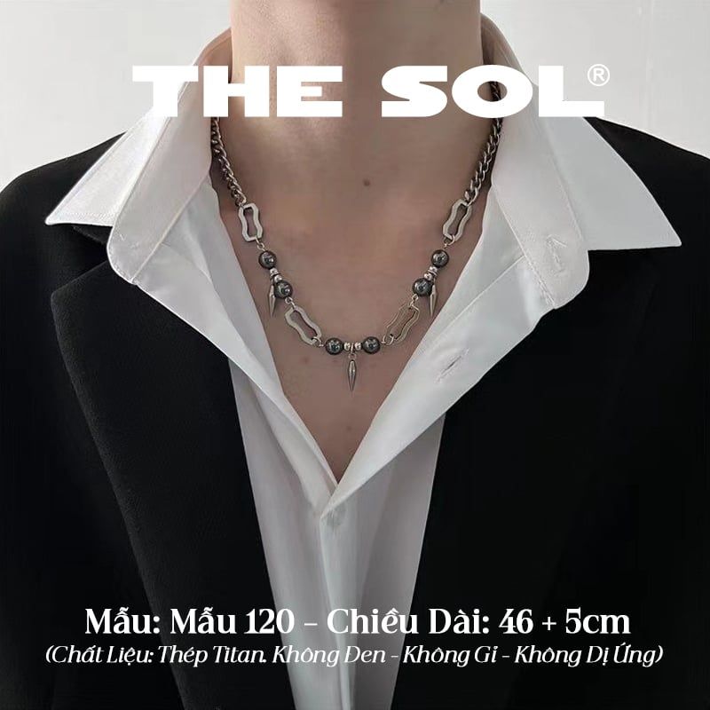  Dây Chuyền Titan Unisex Black Gemstone - Mẫu 120 