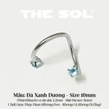  Khuyên Tai Titan Chữ S Xoắn 2 Đầu Ngọc 