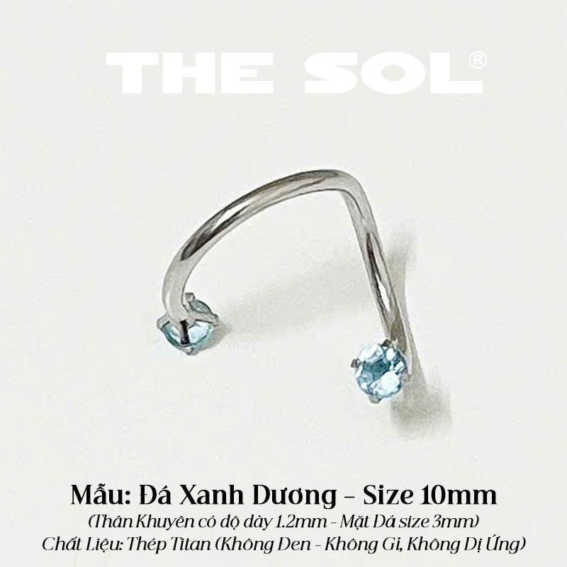  Khuyên Tai Titan Chữ S Xoắn 2 Đầu Ngọc 