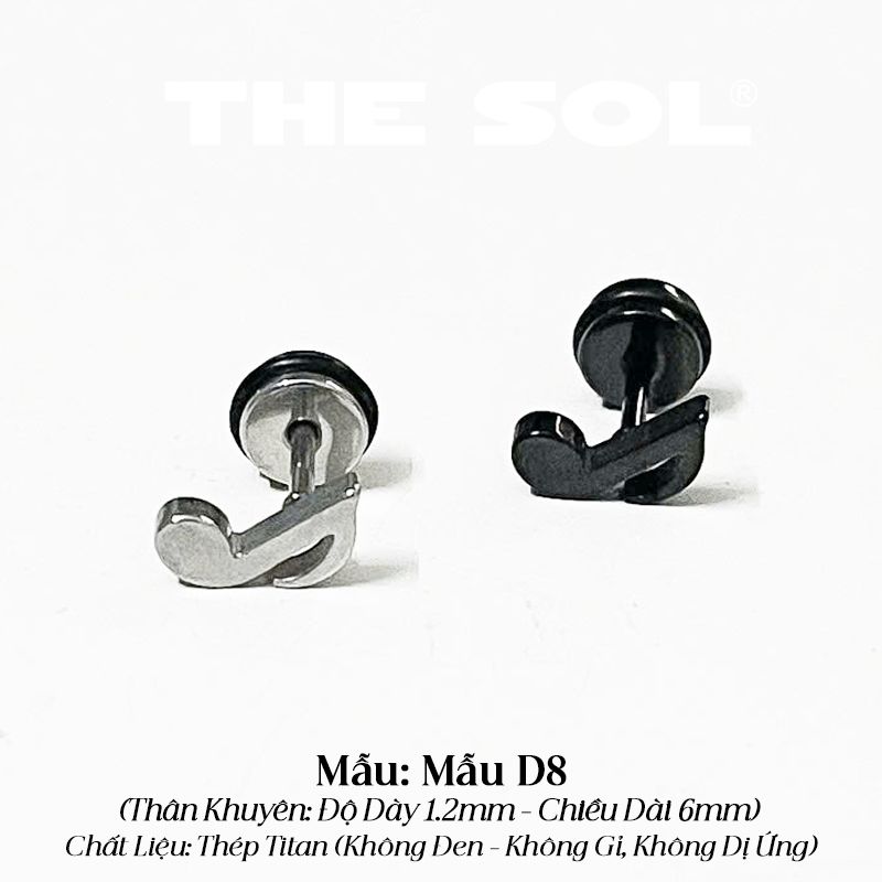  Khuyên Tai Titan Unisex Basic Note - Mẫu D8 