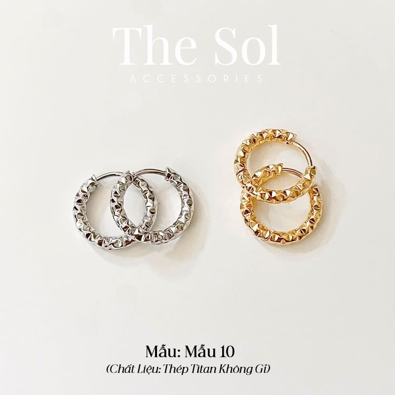  Bông Tai Titan Tròn Hoops Dia Pattern - Mẫu 10 