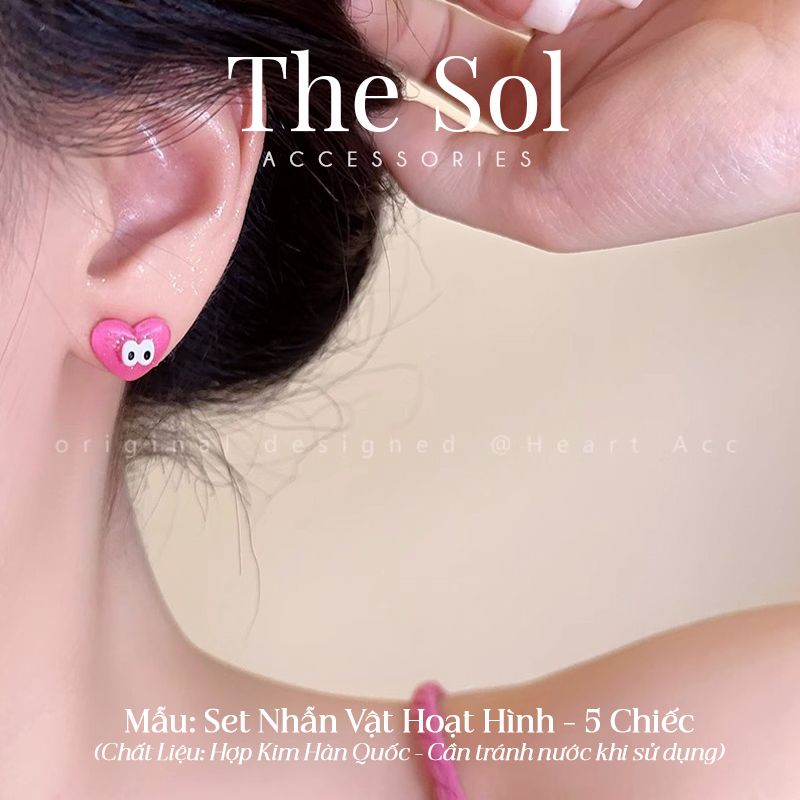  Set Bông Tai Hàn Quốc Nhân Vật Hoạt Hình - 5 Chiếc 